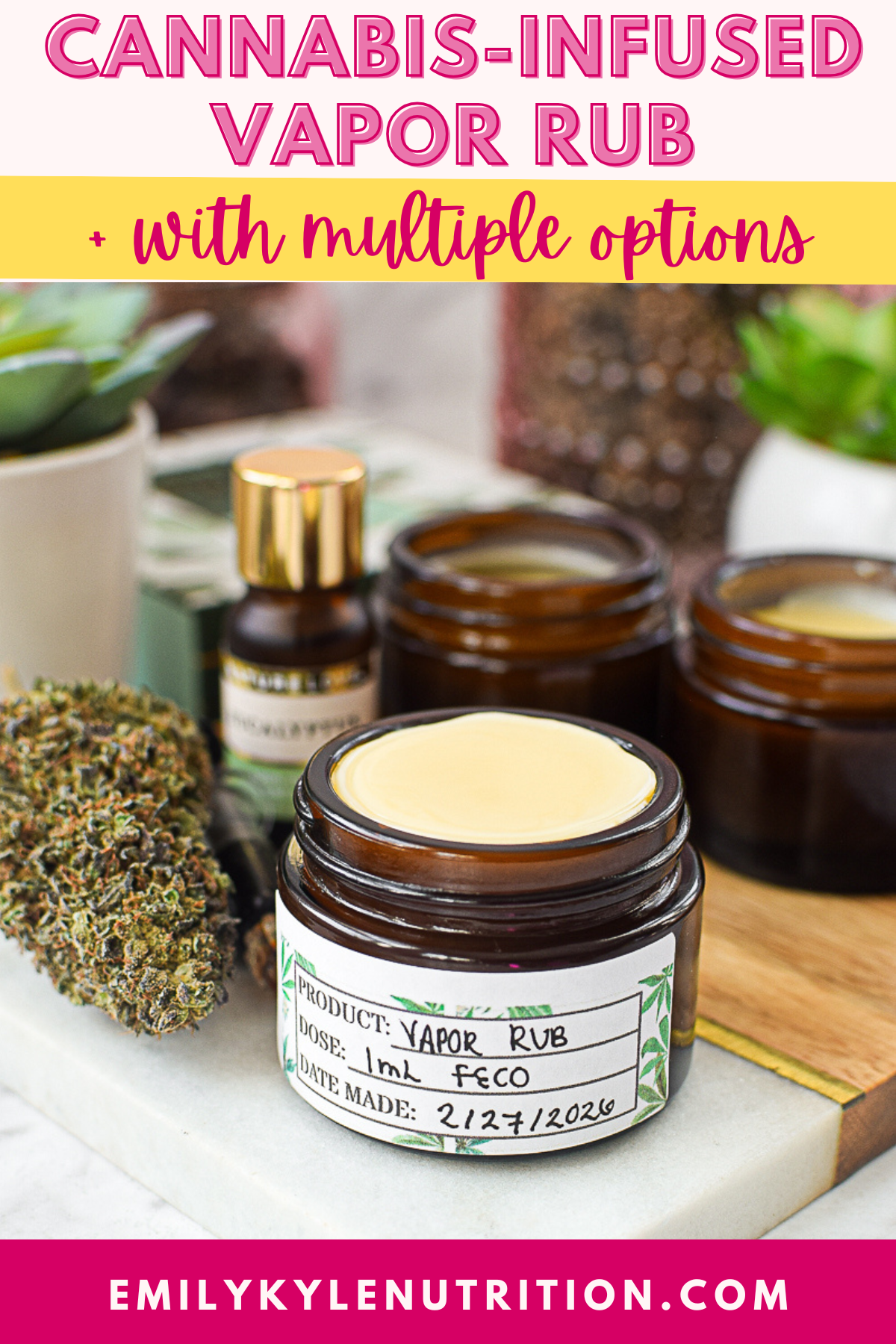 Vapor rub with cannabis infusion in a glass jar, ready for use.