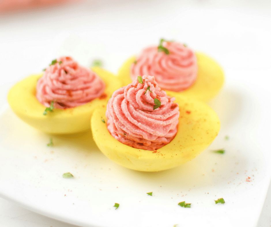 These beautiful Naturally Dyed Deviled Eggs are the perfect pretty appetizer for any holiday plus an excellent source of protein. Whether food dye allergies or intolerance are present in your family or not, everyone can benefit from making the switch to these all natural food dyes!