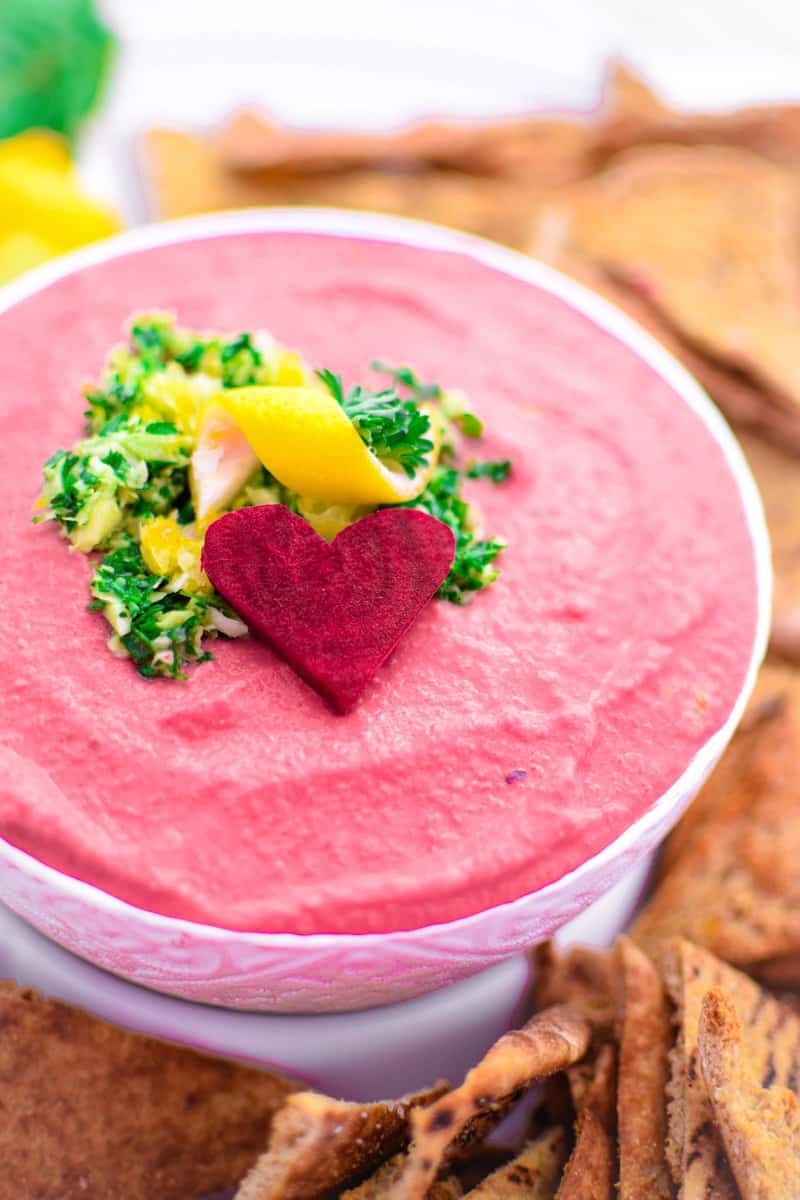 Pink Gremolata Hummus by Emily Kyle Nutrition