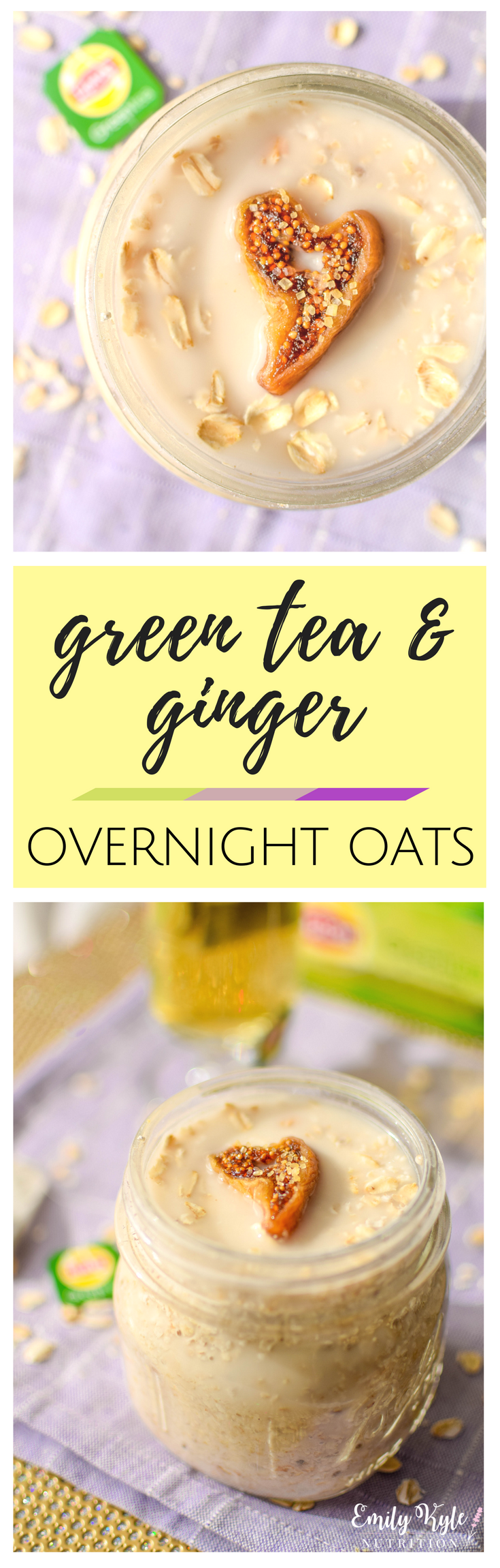 This Lipton® Green Tea & Ginger Overnight Oats recipe takes just 5 minutes to prepare so that you can have a nutritious and delicious breakfast ready to run out the door with you on those busy mornings! #ad