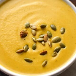 This smooth and creamy, vegan & gluten-free Turmeric & Coconut Roasted Butternut Squash Bisque is an antioxidant packed, anti-inflammatory super bowl the whole family will love.