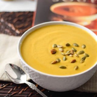 This smooth and creamy, vegan & gluten-free Turmeric & Coconut Roasted Butternut Squash Bisque is an antioxidant packed, anti-inflammatory super bowl the whole family will love.