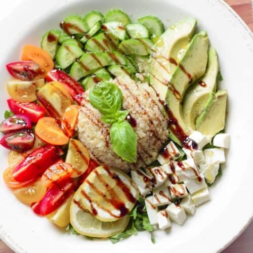 Caprese Salad Grain Bowl from Emily Kyle Nutrition