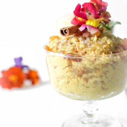 Enjoy this Thai Coconut Vegan Rice Pudding that is naturally gluten-free and easily made in the rice cooker for a quick and easy treat the whole family will love!