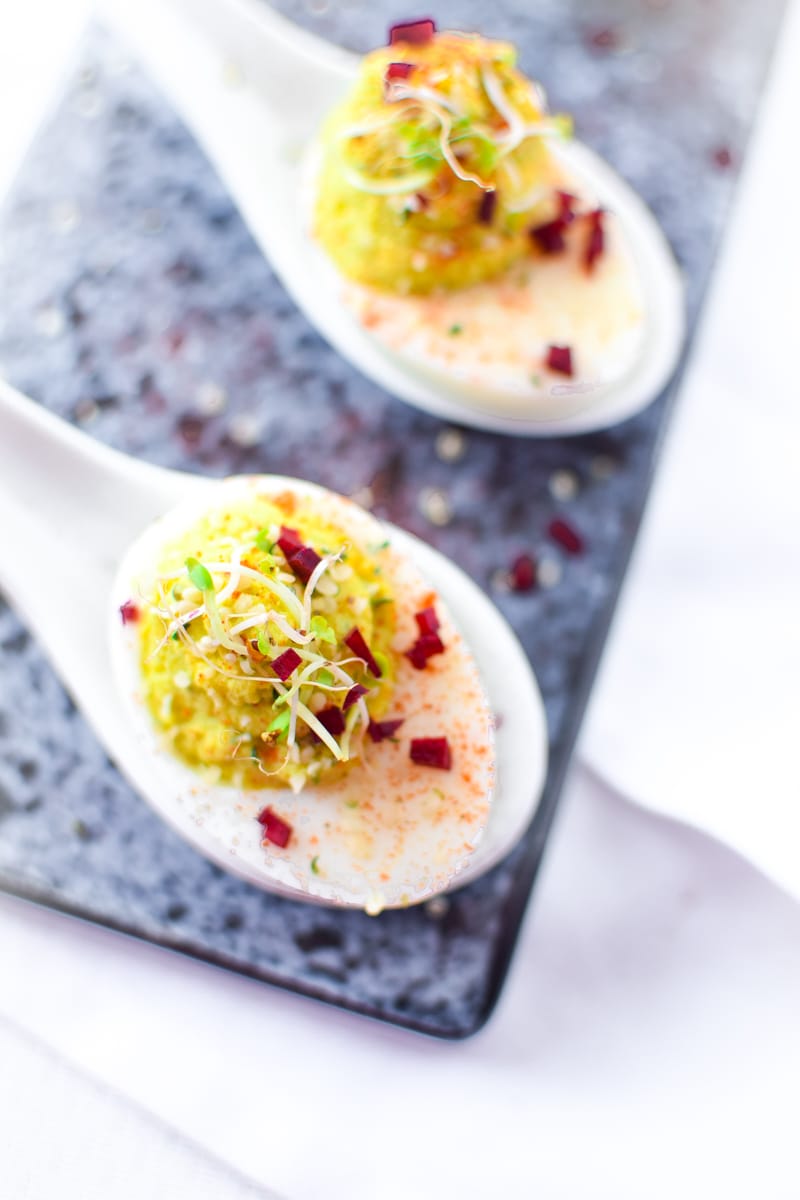 Avocado & Hemp Deviled Eggs by Emily Kyle Nutrition