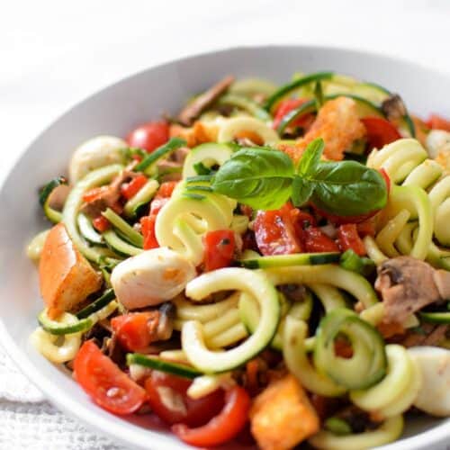 Fresh Zucchini Panzanella Salad by Emily Kyle Nutrition