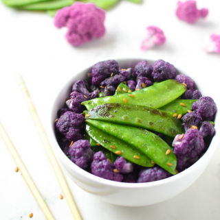Sesame Snow Peas & Purple Cauliflower Emily Kyle Nutrition