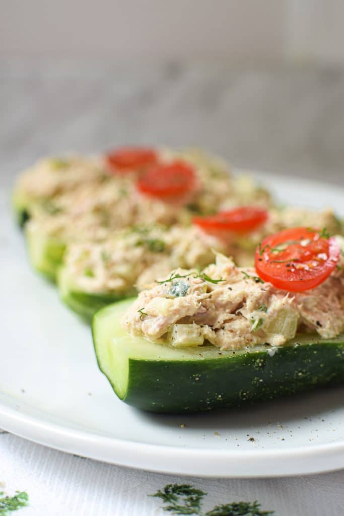 Quick & Easy Tuna Salad Cucumber Boats » Emily Kyle, MS, RDN