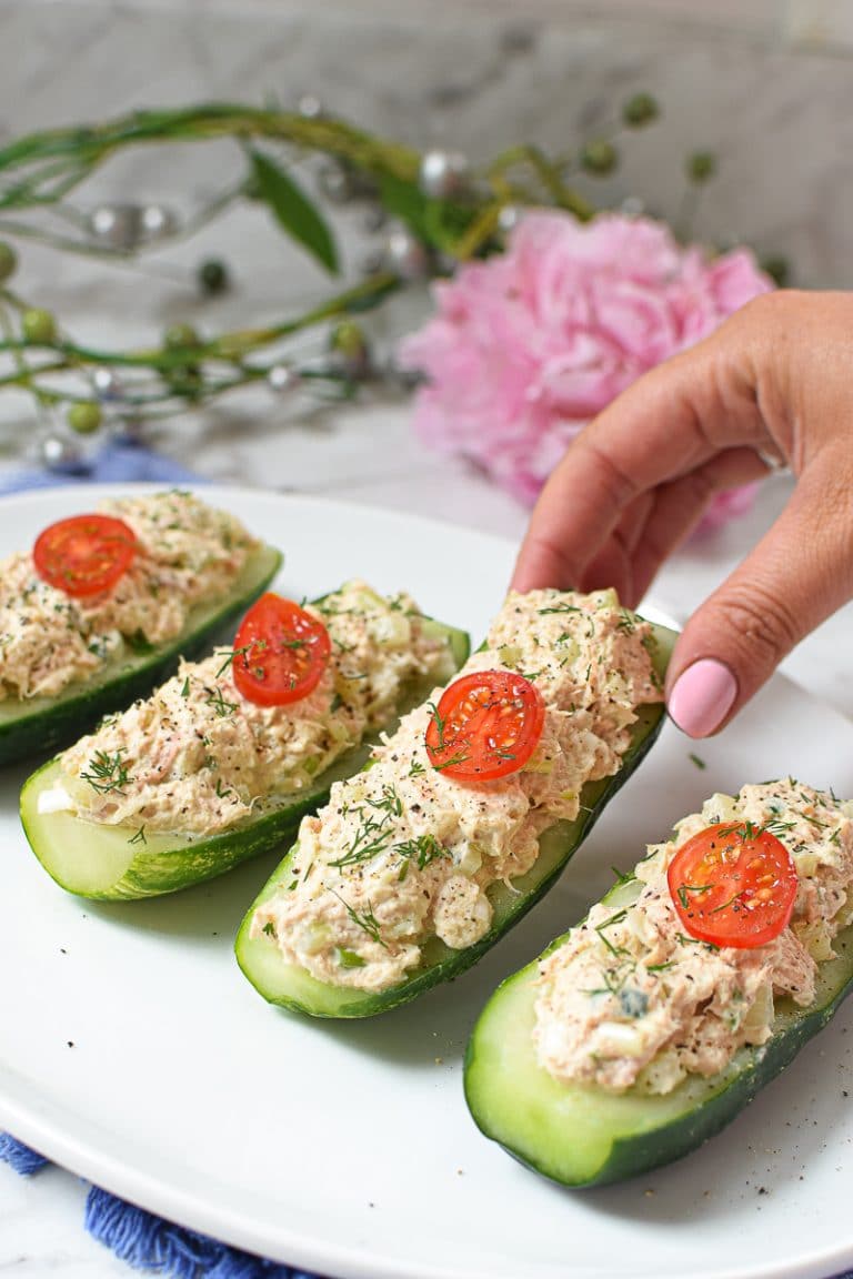 Quick & Easy Tuna Salad Cucumber Boats » Emily Kyle, MS, RDN