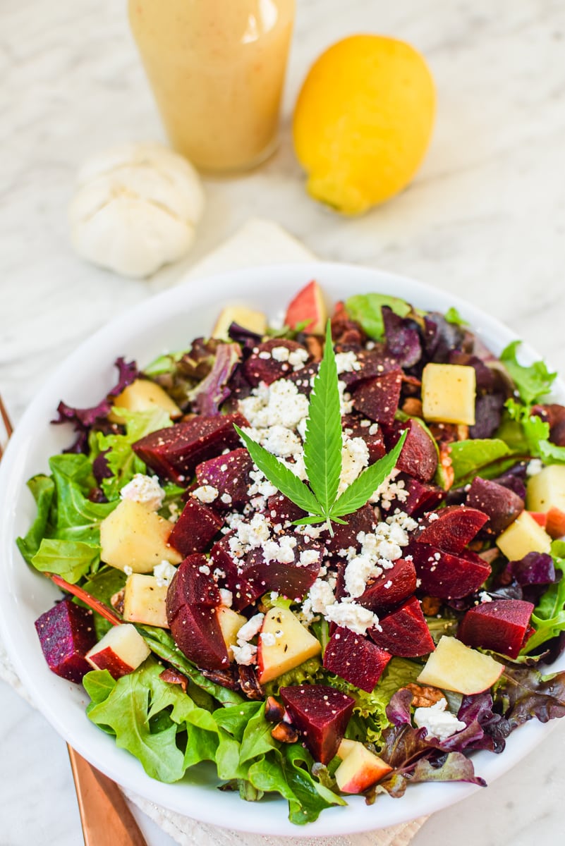 Beet & Walnut Cannabis Leaf Salad with Citrus Vinaigrette