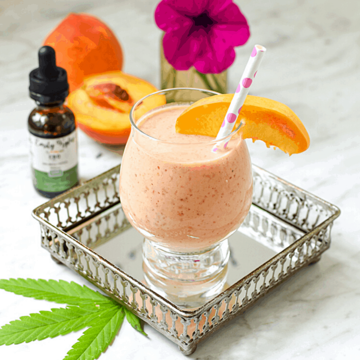 Raspberry Peach Cannabis-Infused Smoothie
