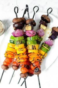 Rainbow Grilled Vegan Veggie Kebabs by Emily Kyle Nutrition