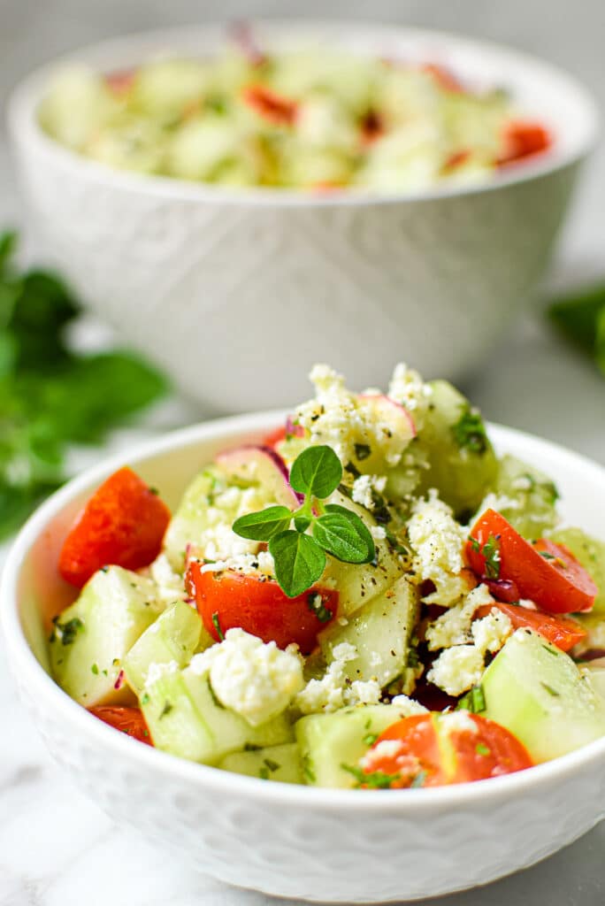 Garden Fresh Greek Cucumber Salad by Emily Kyle Nutrition
