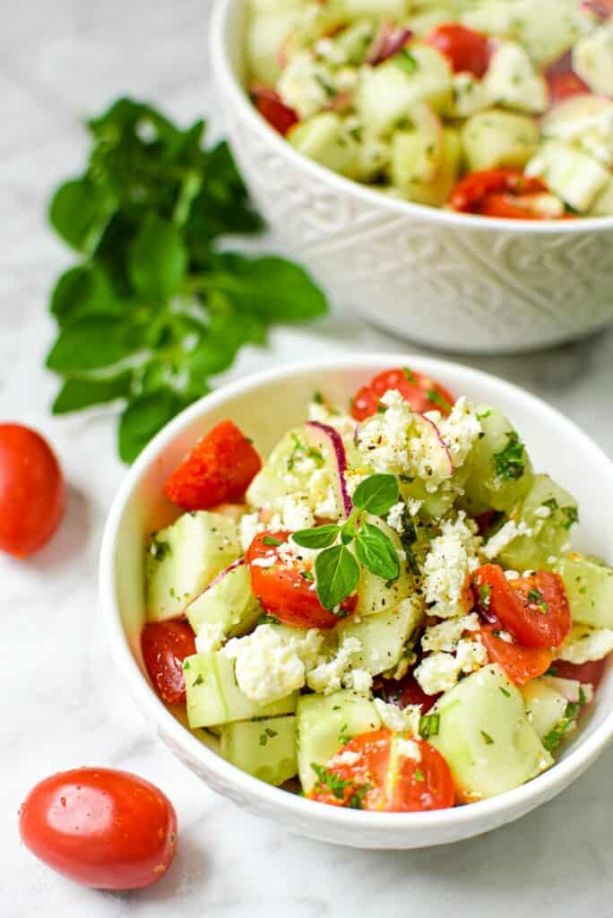 Garden Fresh Greek Cucumber Salad by Emily Kyle Nutrition