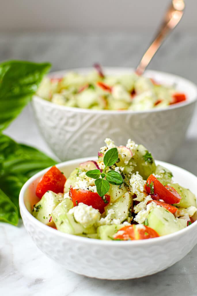 Garden Fresh Greek Cucumber Salad by Emily Kyle Nutrition