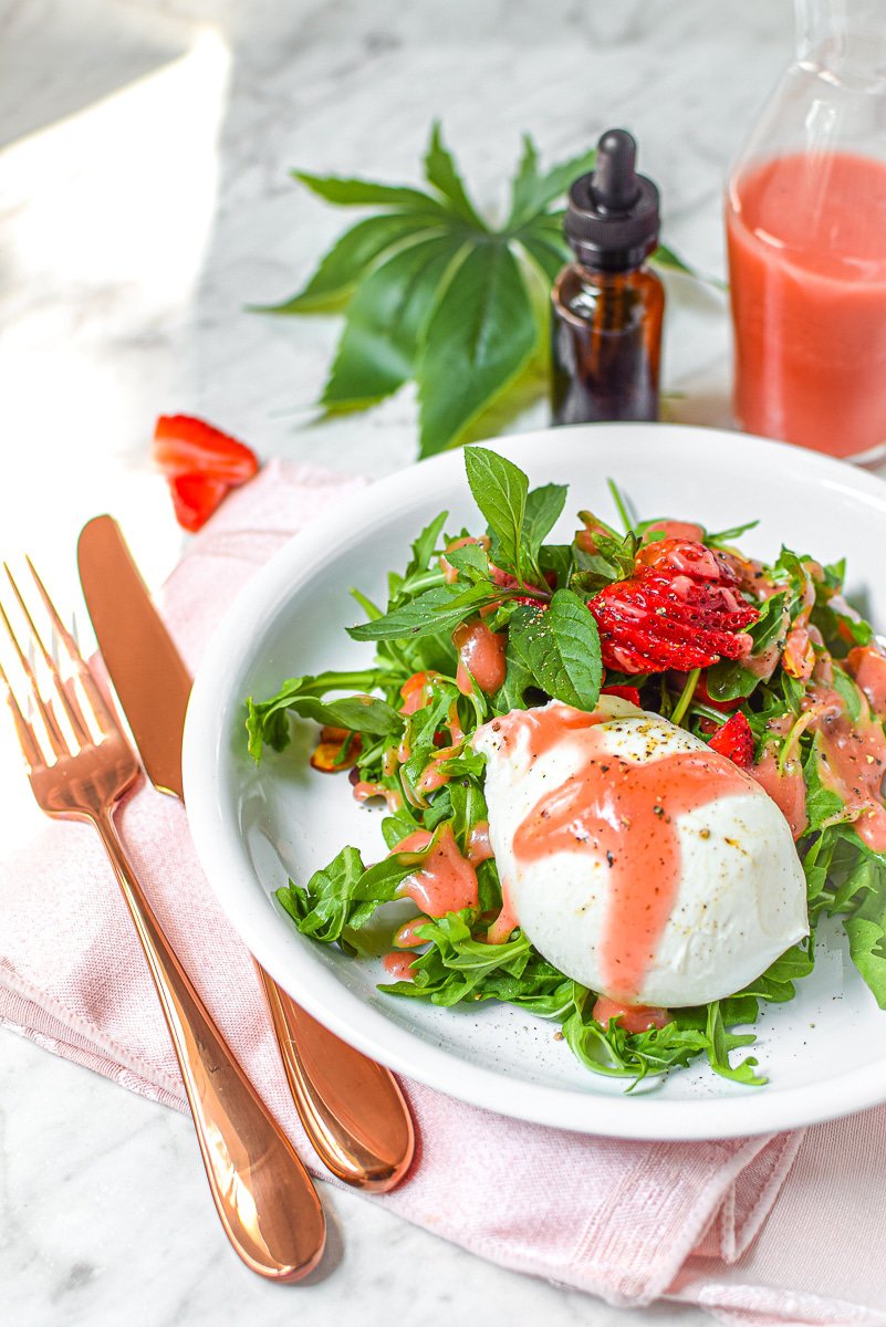 Cannabis Strawberry Vinaigrette with Burrata Salad