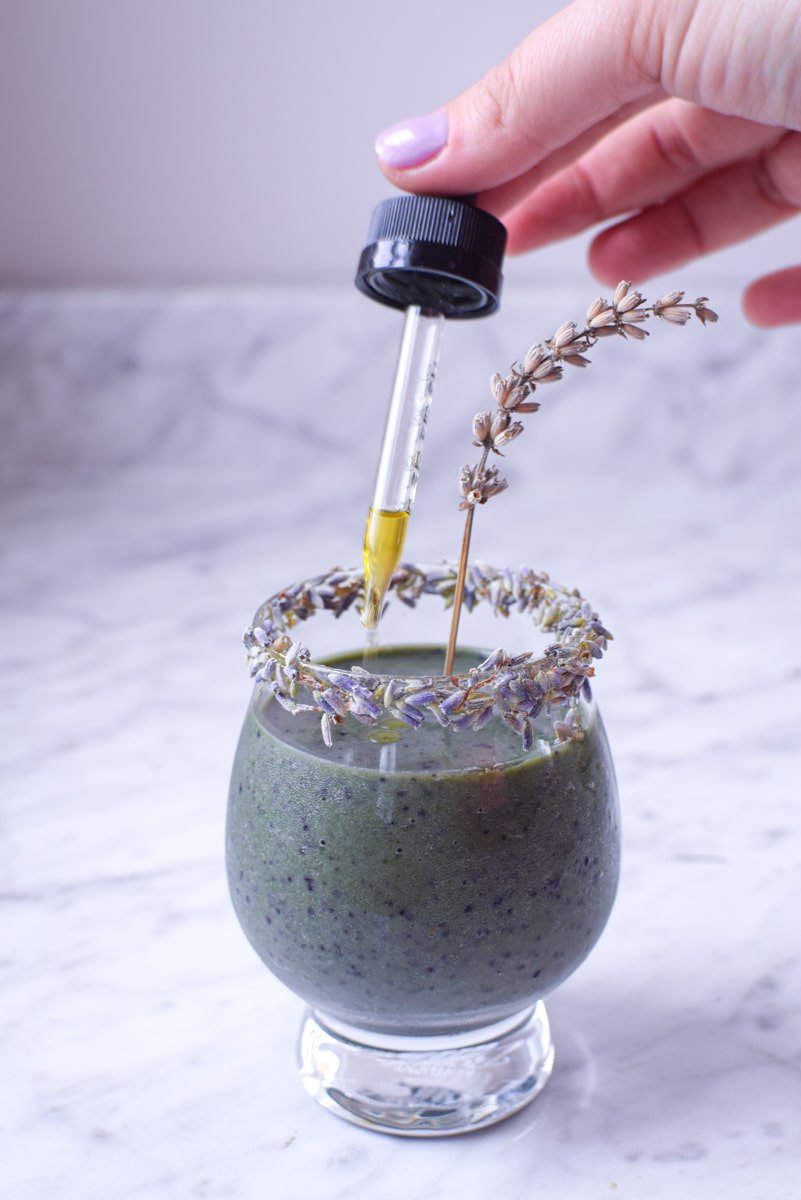 CBD Blueberry Lavender Anti-Anxiety Smoothie by Emily Kyle Nutrition