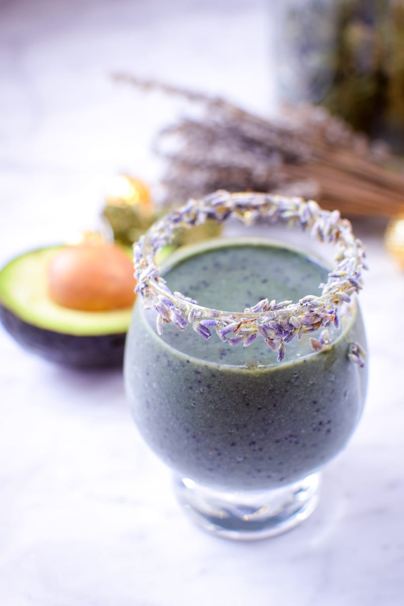 CBD Blueberry Lavender Anti-Anxiety Smoothie by Emily Kyle Nutrition