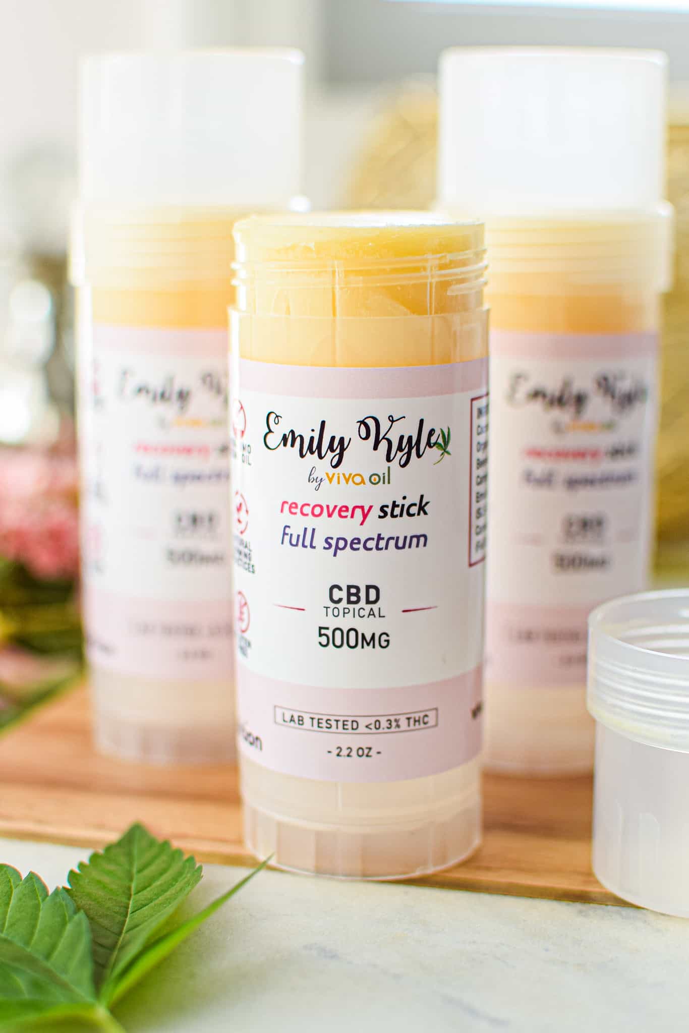 A picture of Emily Kyle's full-spectrum CBD recovery stick.