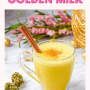 A picture of a glass of cannabis infused golden milk.