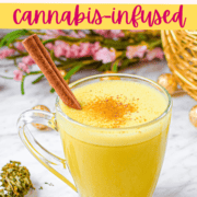 A picture of a glass of cannabis infused golden milk.