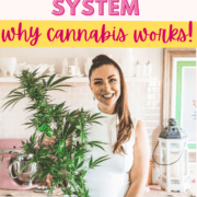 A picture of Emily Kyle with text that says meet your endocannabinoid system, why cannabis works.