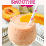 A picture of a raspberry peach cannabis smoothie.