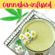 A picture of a chocolate mint cannabis smoothie.