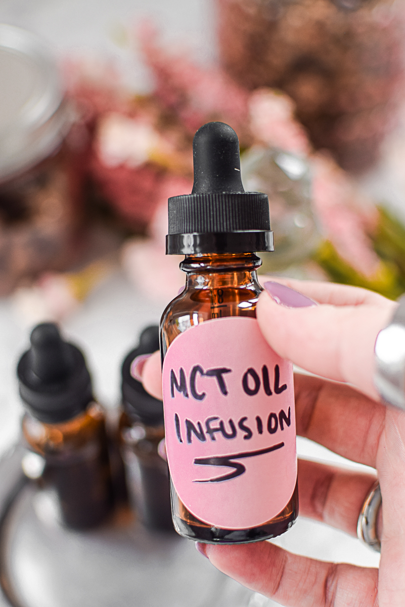 A picture of a bottle of cannabis MCT Oil.