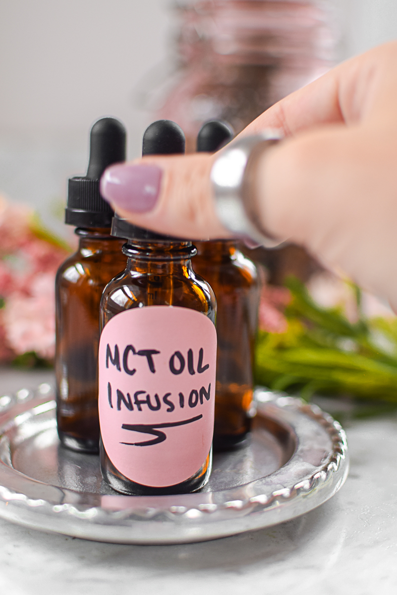 A picture of a bottle of cannabis MCT Oil.