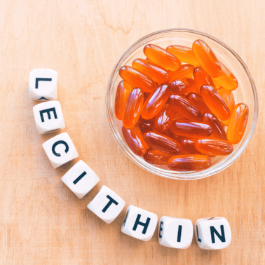 A picture of lecithin with blocks that spell out lecithin.