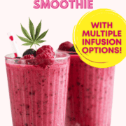 A picture of a cannabis smoothie with text that says how to make a healthy cannabis smoothie.