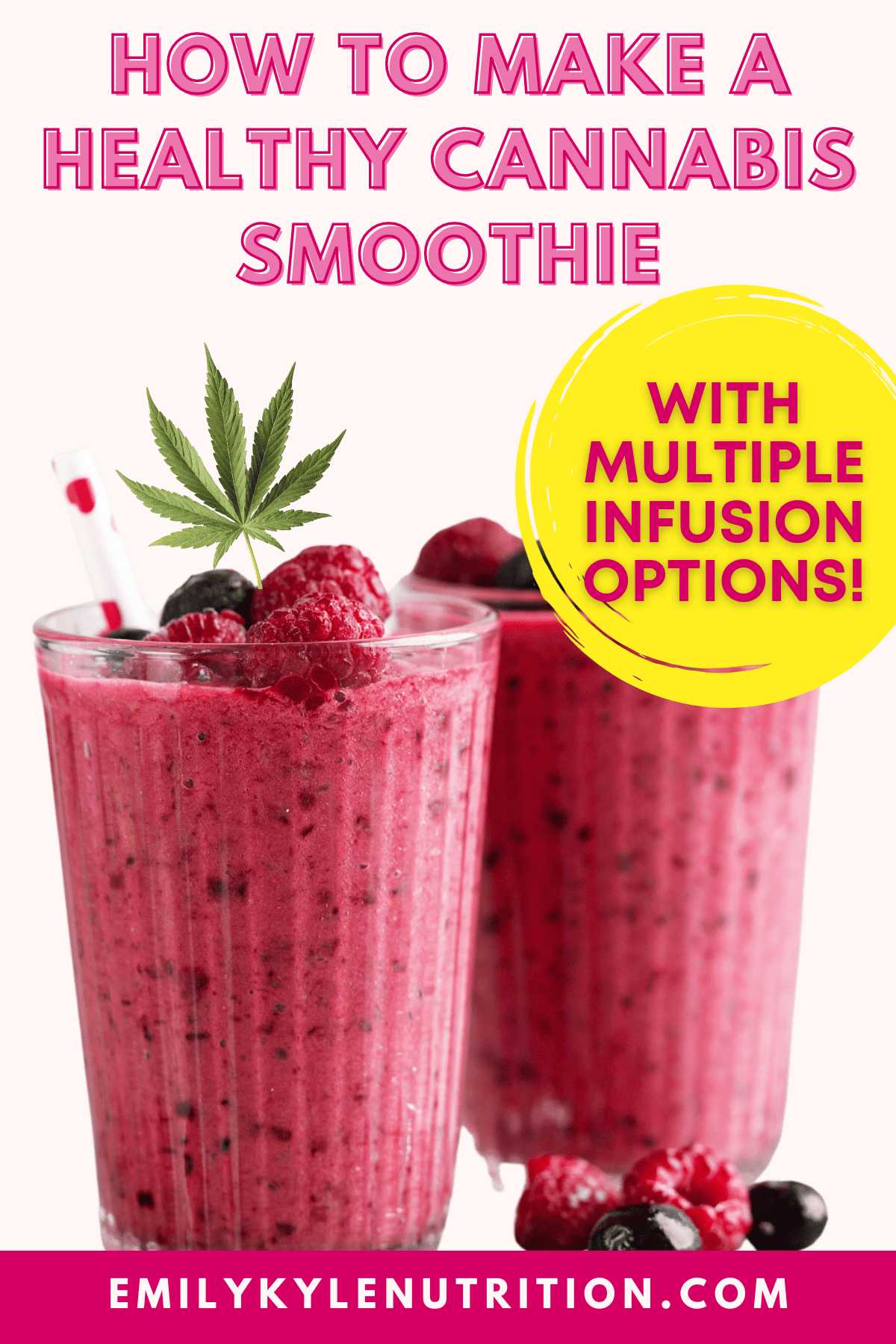 A picture of a cannabis smoothie with text that says how to make a healthy cannabis smoothie. 