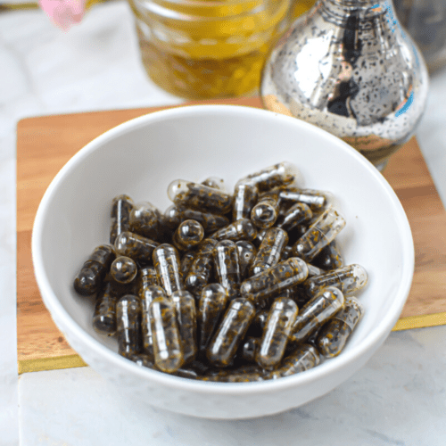 A picture of homemade cannabis capsules.