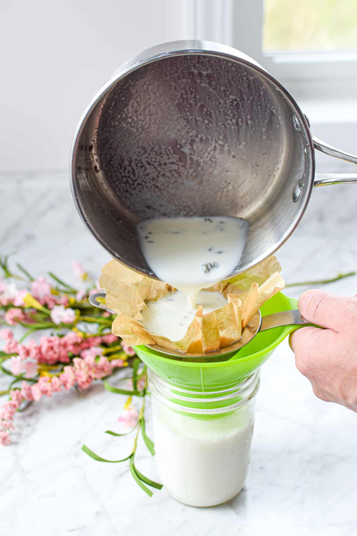 Straining Cannabis Milk or Cream