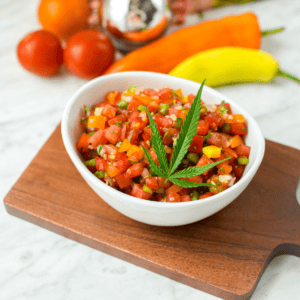 A finished bowl of cannabis infused salsa