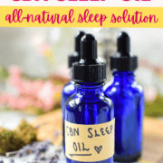 A finished blue bottle of homemade CBN Sleep Oil