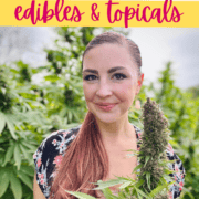 A picture of Emily Kyle with text stating "How to Use Cannabis Trim to Make Edibles".