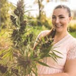 A picture of Emily Kyle in the cannabis garden.