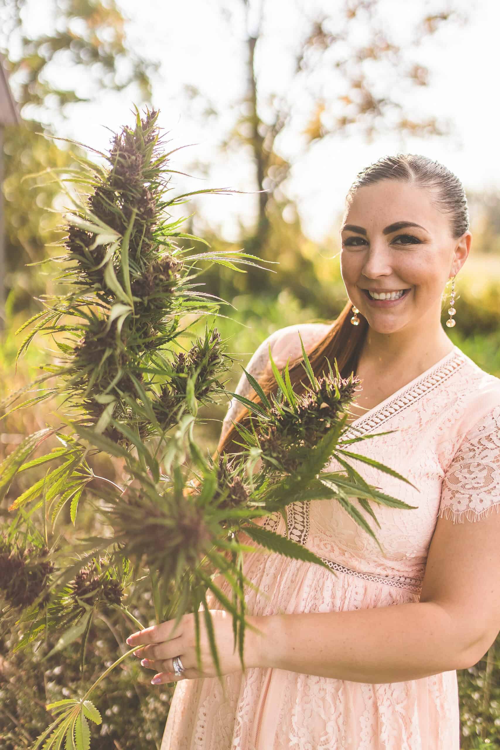 A picture of Emily Kyle in the cannabis garden.