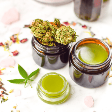 A jar of cannabis and cannabis salve.