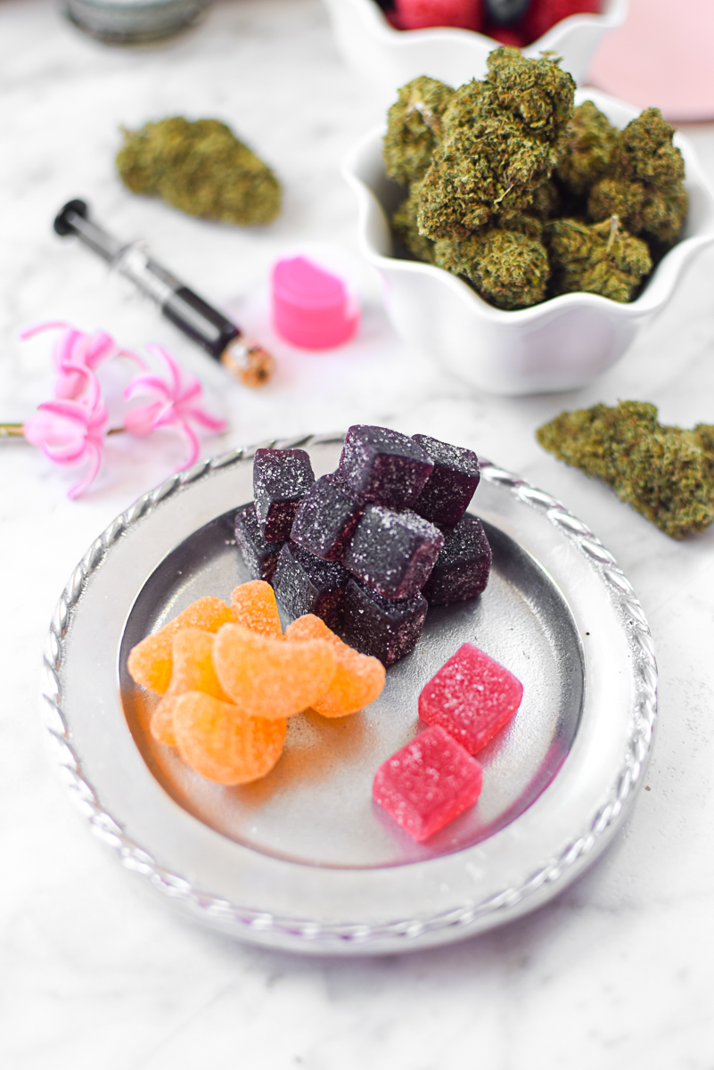 A picture of many different kinds of cannabis edibles.