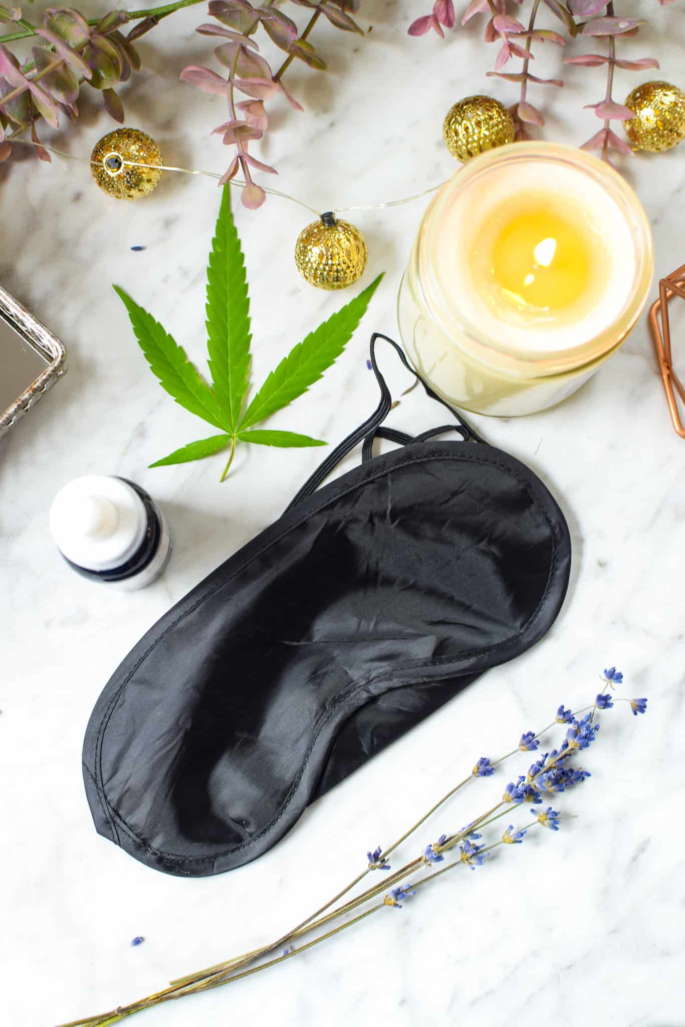 A picture of cannabis items for sleep and relaxation.