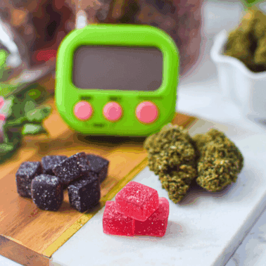 A picture of several different kinds of cannabis edibles.