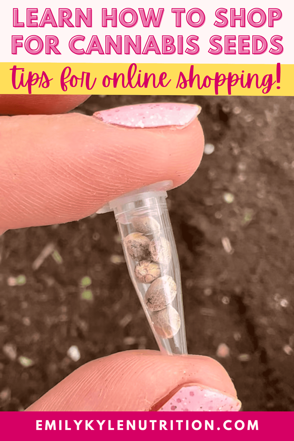 Text stating how to shop for cannabis seeds online