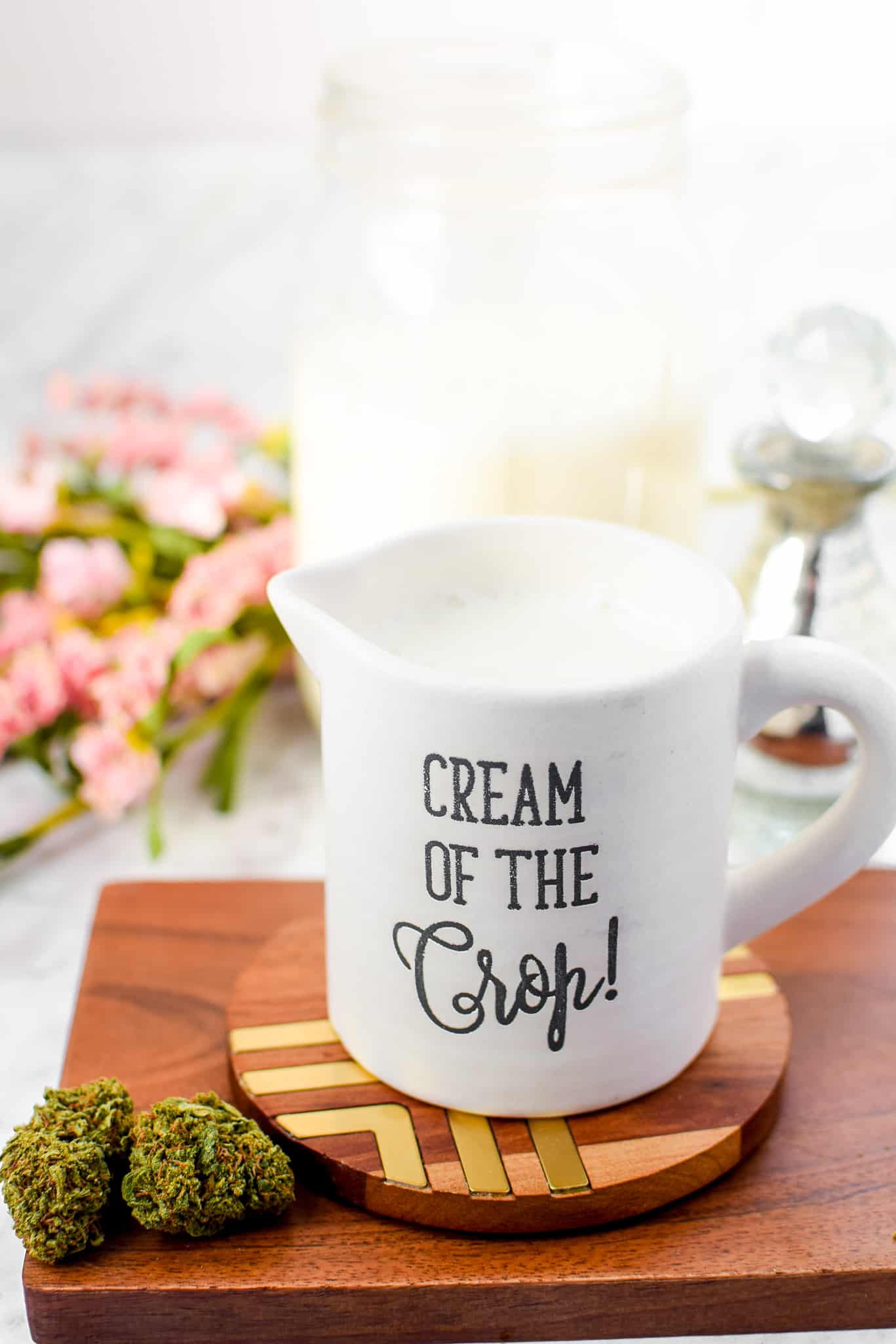 A picture of a cream container containing cannabis coffee creamer.