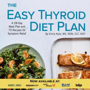 A cover image of the cookbook the easy thyroid diet plan by Emily Kyle.