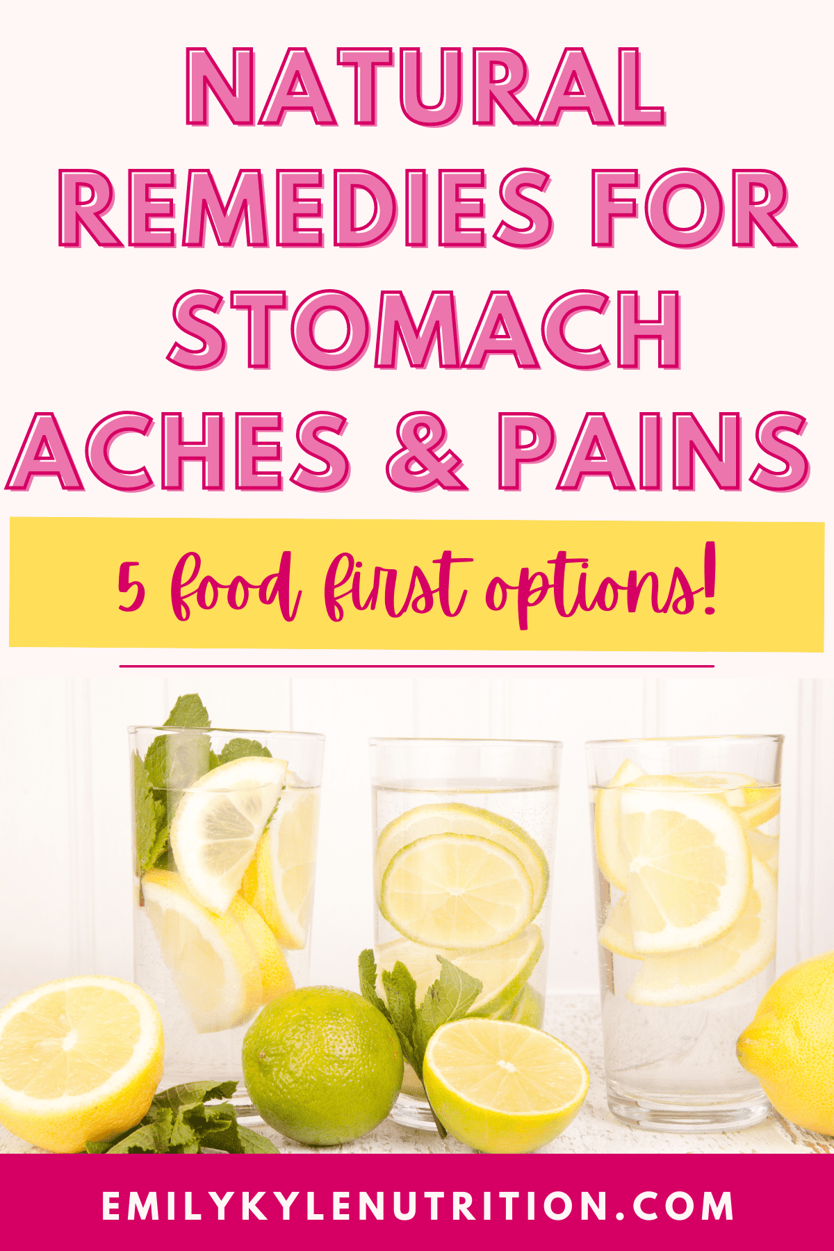 Text stating natural remedies for a stomach ache.