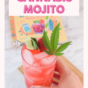 A picture of a raspberry cannabis mojito.