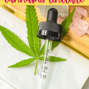 A picture of a tincture dropper with text that says how to use a cannabis tincture.